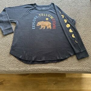 Sonoma Long Sleeve Shirt - Blue with Bear and Moon Design vintage